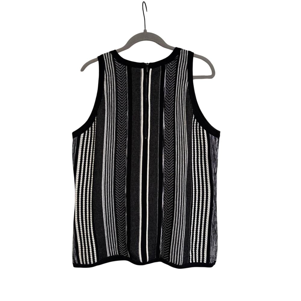 WHBM Women's Sleeveless Knit Top Black White Striped Zip Back XL - Picture 8 of 8